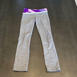 Ivivva Gray Kids Leggings with Purple Waistband